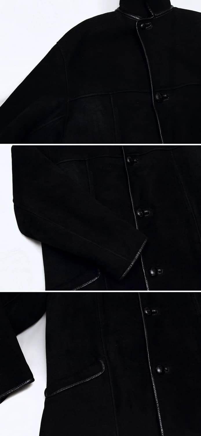 널시 잉글랜드 핸드메이드 블랙 쉽스킨 무톤 코트 자켓 (L / 105+) 상품이미지7