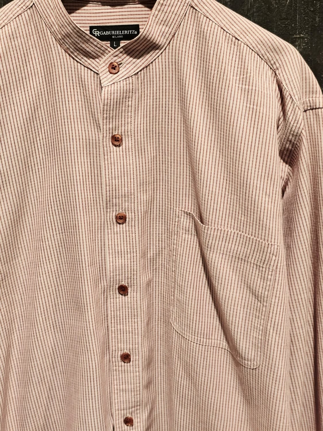 Gabriel Ritz Band Collar Striped Shirt 상품이미지3