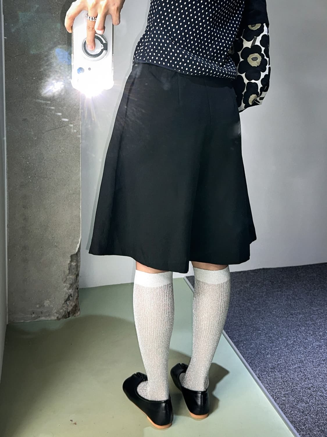 black flare skirt shorts 상품이미지4