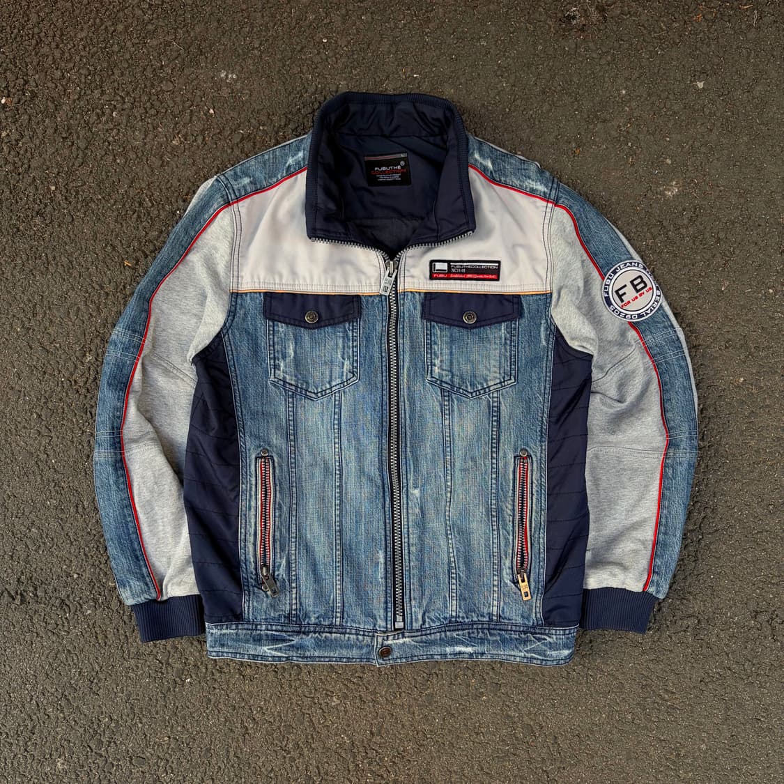 00s 후부 올드스쿨 데님 레이싱 트러커 자켓 L 상품이미지2