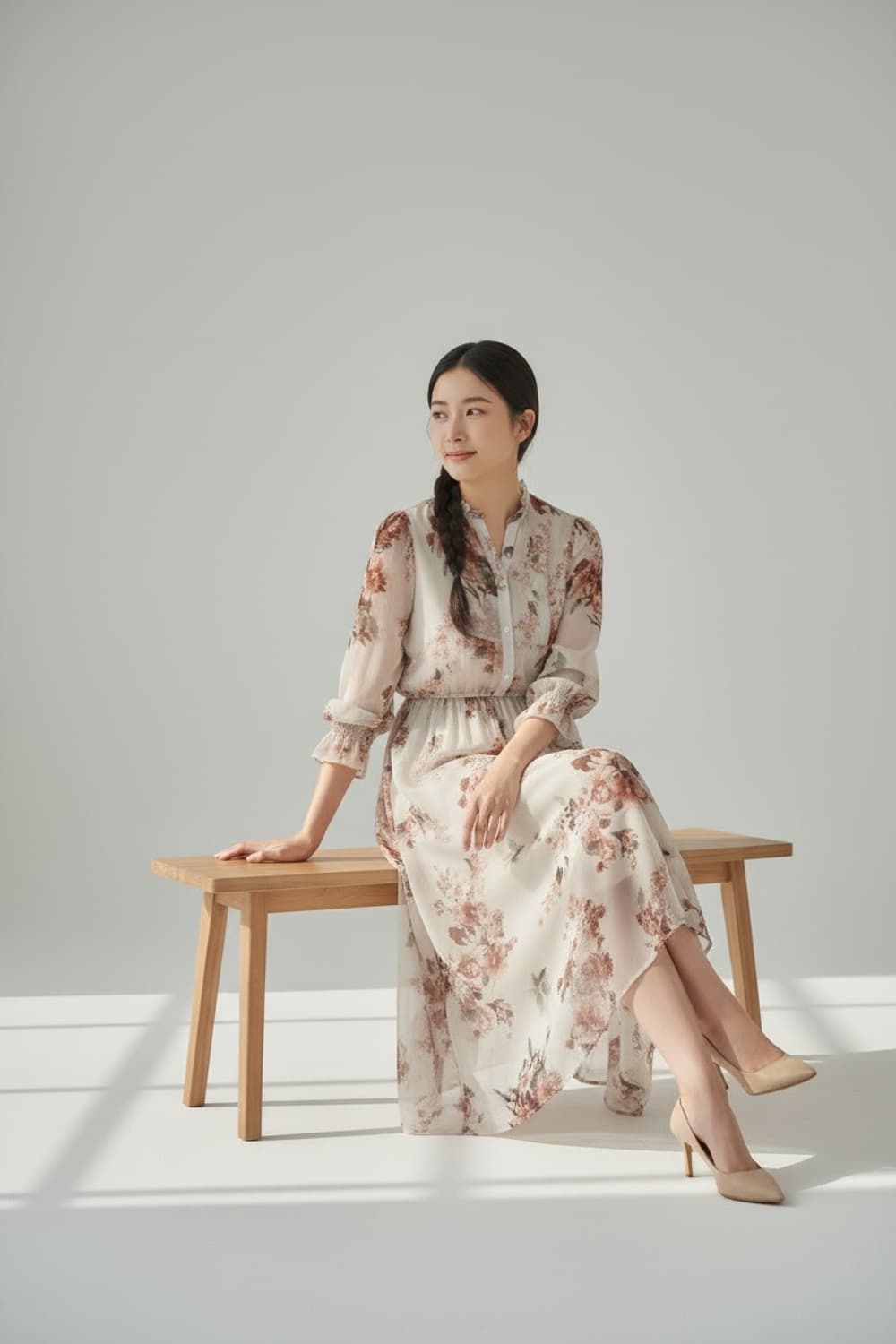 Roem 플라워 패턴 롱 쉬폰 원피스 M 상품이미지1