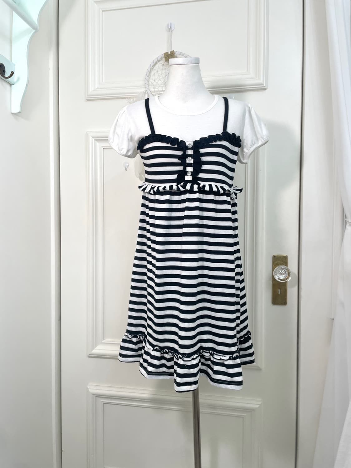 white black stripe cubic cotton half opc 상품이미지1