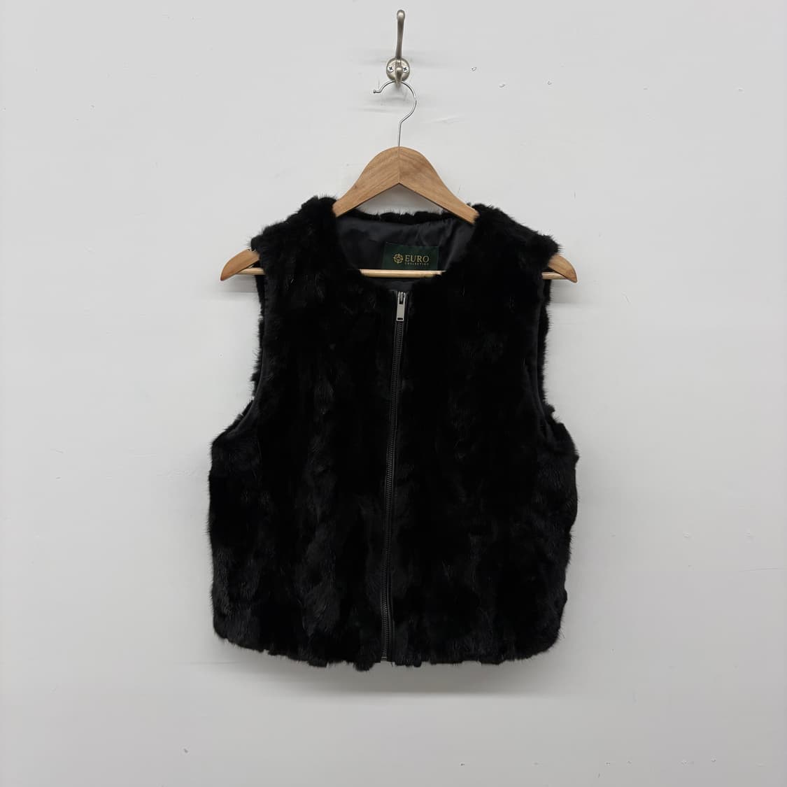 EURO COLLECTION 블랙 밍크 조끼 여/M 상품이미지1