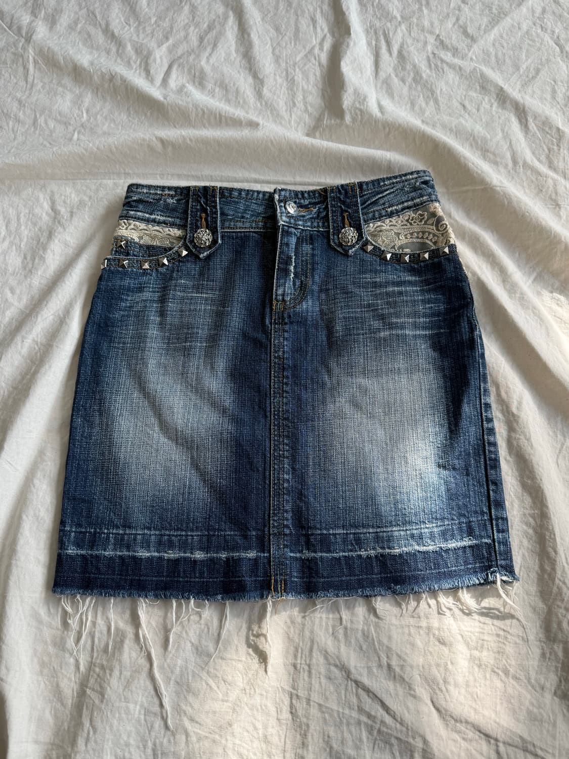 버터플라이 자수 y2k 페어리 데님 스커트 상품이미지2