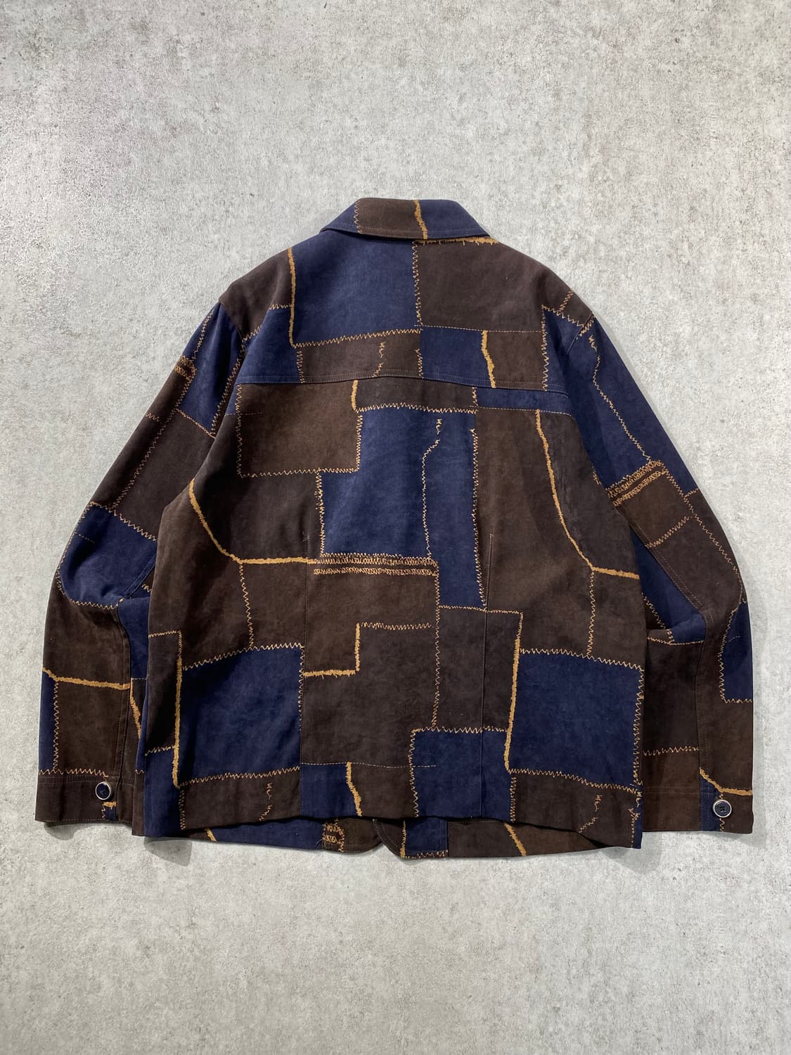 [M] 90s Japanese 일본 빈티지 패치워크 프린팅 자켓 상품이미지4