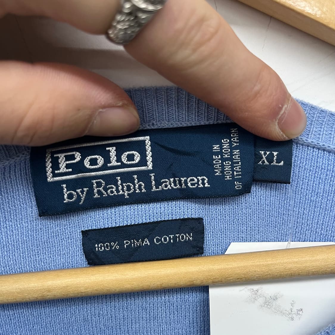 폴로 랄프로렌 브이넥 니트 하늘색 남XL 상품이미지5