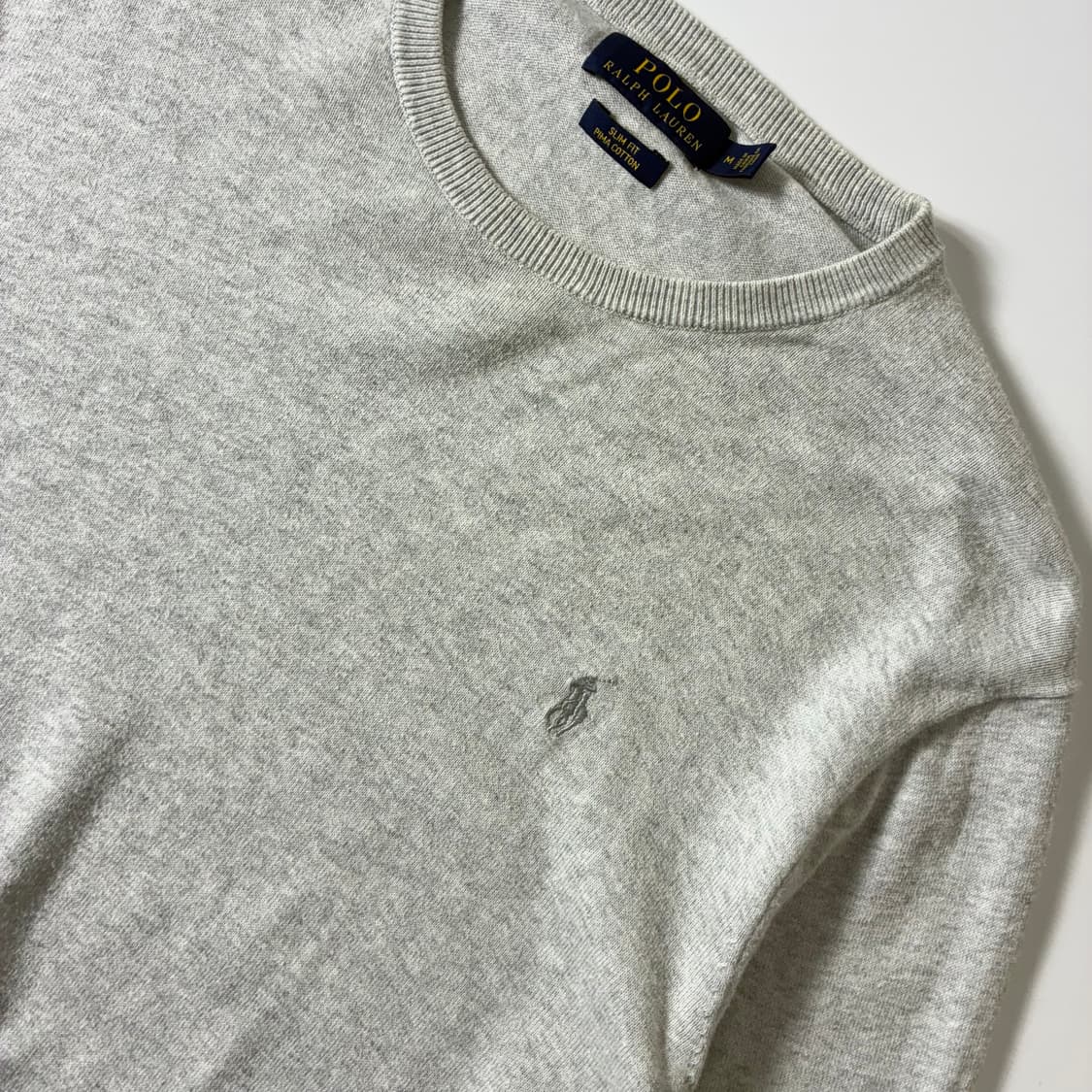 Polo 폴로 랄프로렌 신형 멜란지 라이트 그레이 라운드 니트 상품이미지3