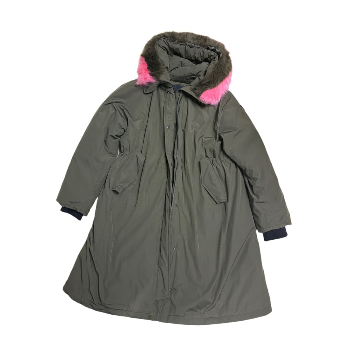 빈티지 PONY 핑크카키퍼 후드 롱 패딩 코트 상품이미지3