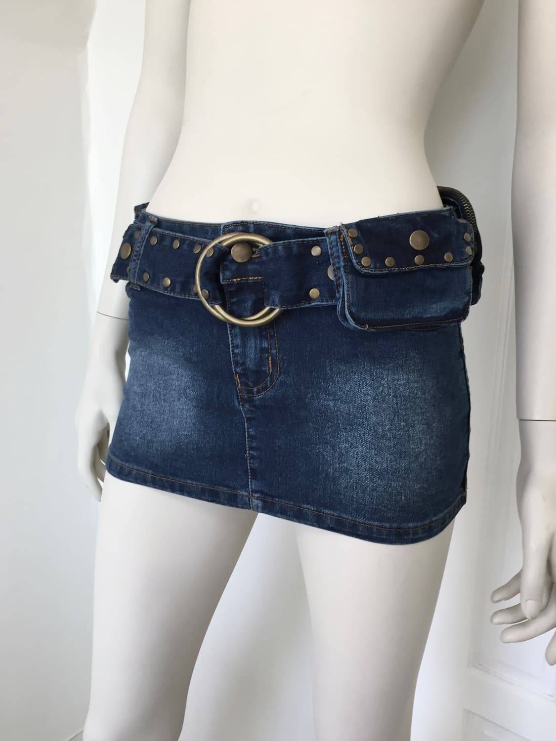 Studded Belt denim Mini Skirt 상품이미지1