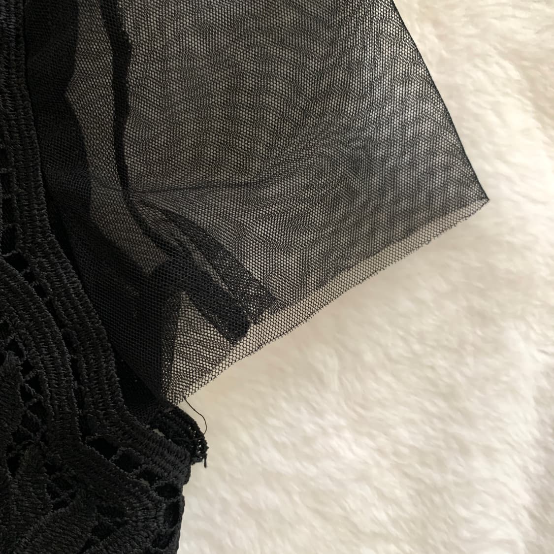 일본 빈티지 레이스 뷔스티에 레이어드 망사 반팔 블라우스 티셔츠 상품이미지6