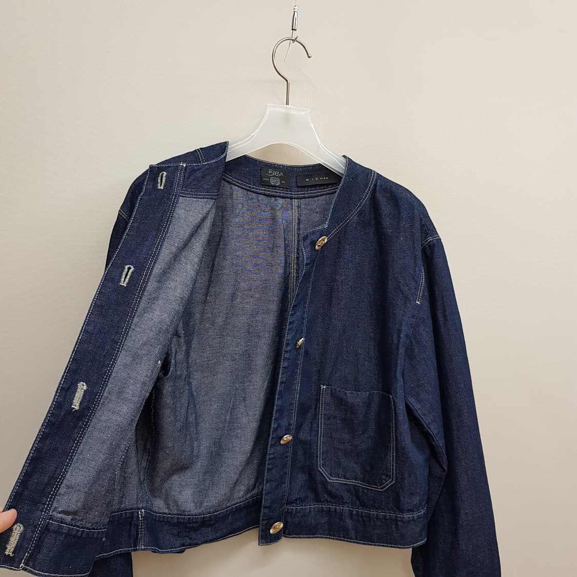 MICHAA 미샤 2022 노카라 데님 자켓 85-97-160사이즈 상품이미지5