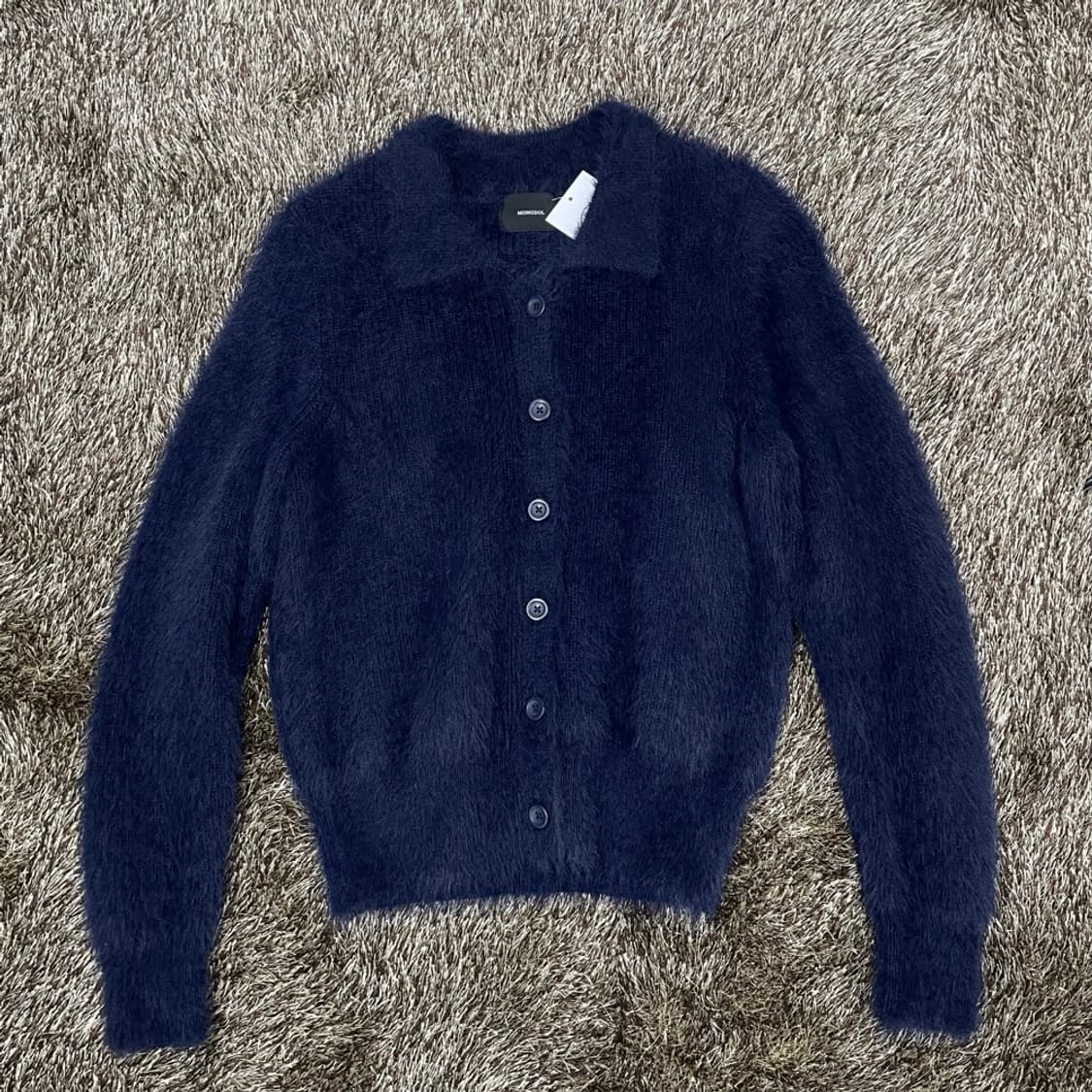 몽돌 MONGDOL 네이비 헤어리 앙고라 카라 가디건  상품이미지6