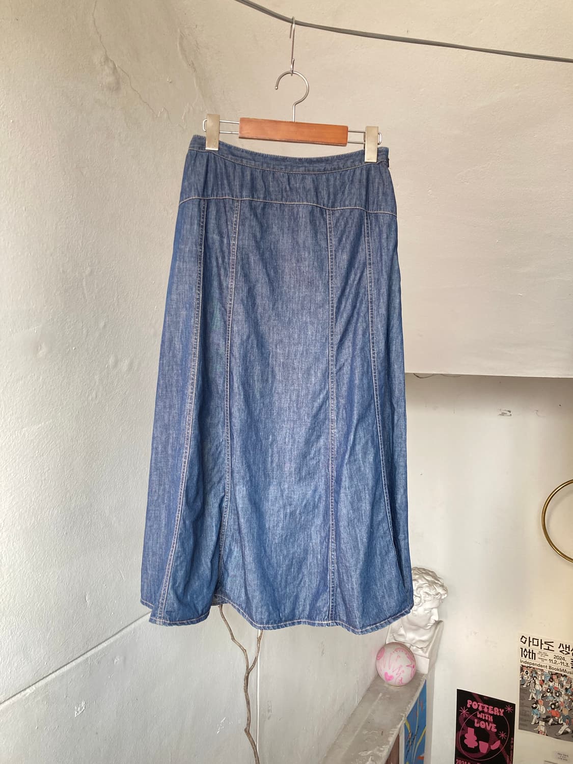 로라애슐리 LAURA ASHLEY 데님 절개 스티치 스커트 상품이미지1