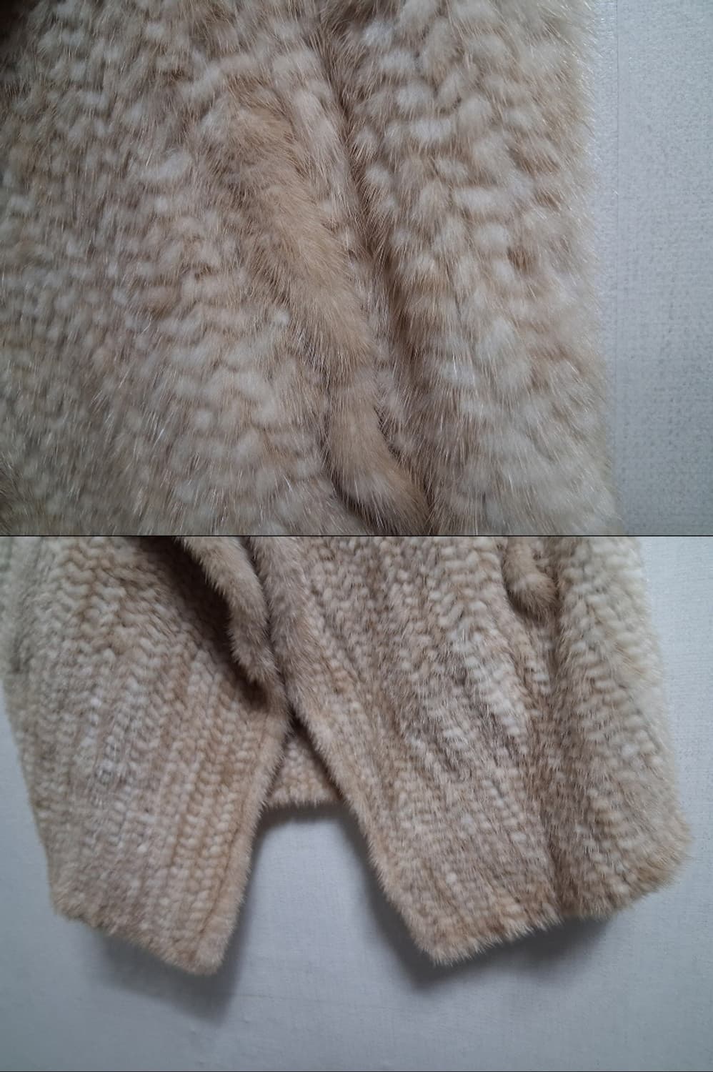 천연 밍크 조끼 베이지  니팅 밍크 베스트 하프 66 77까지 상품이미지9