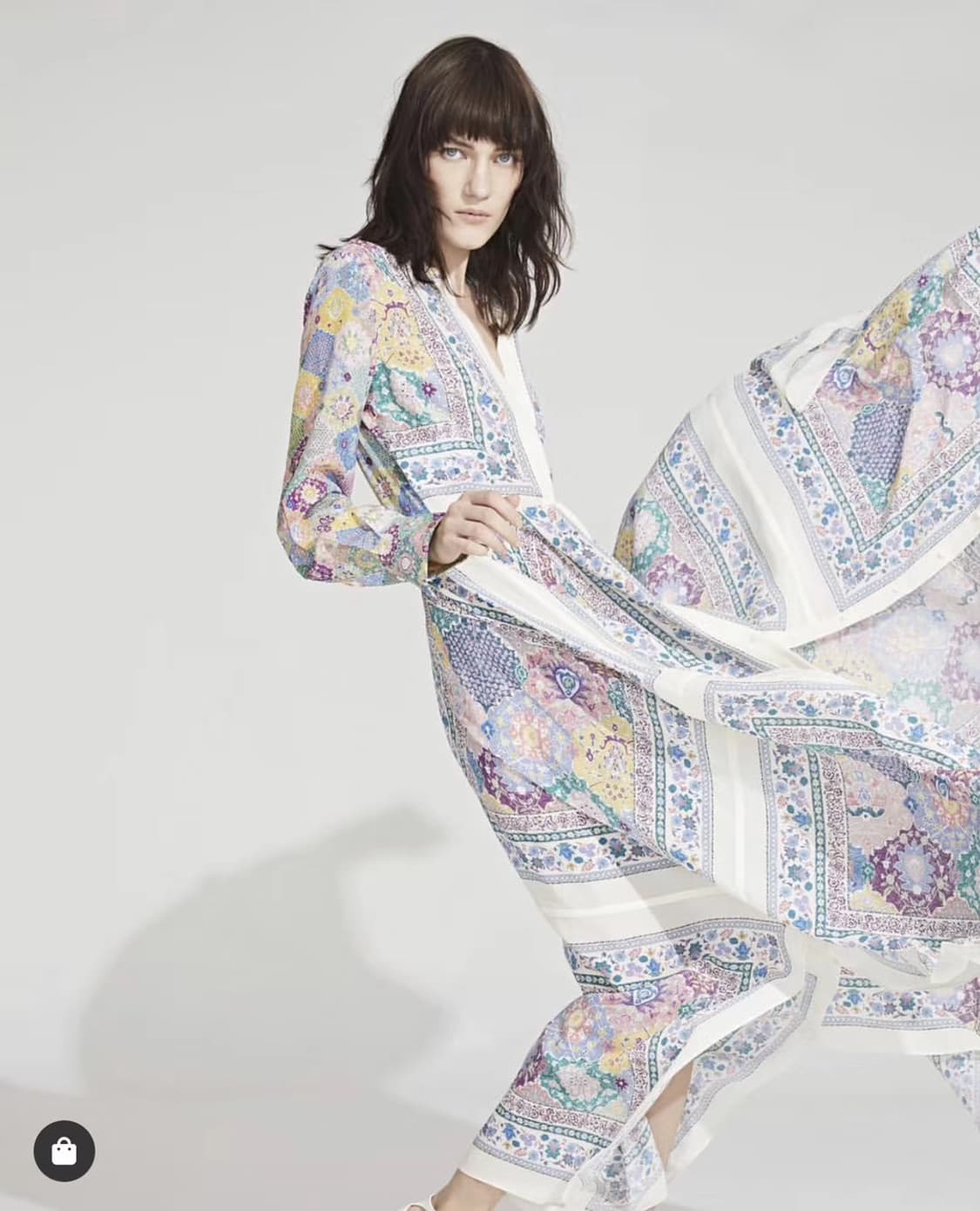 알투라자 패턴 실크100% 롱 원피스 38 상품이미지6