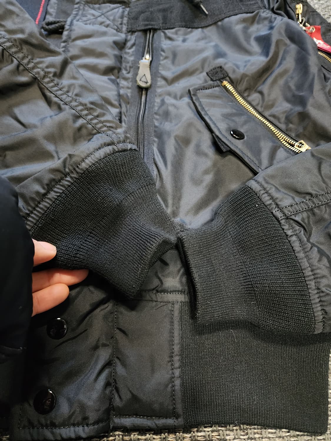 알파인더스트리 후드 MA-1 블랙 항공자켓 상품이미지6