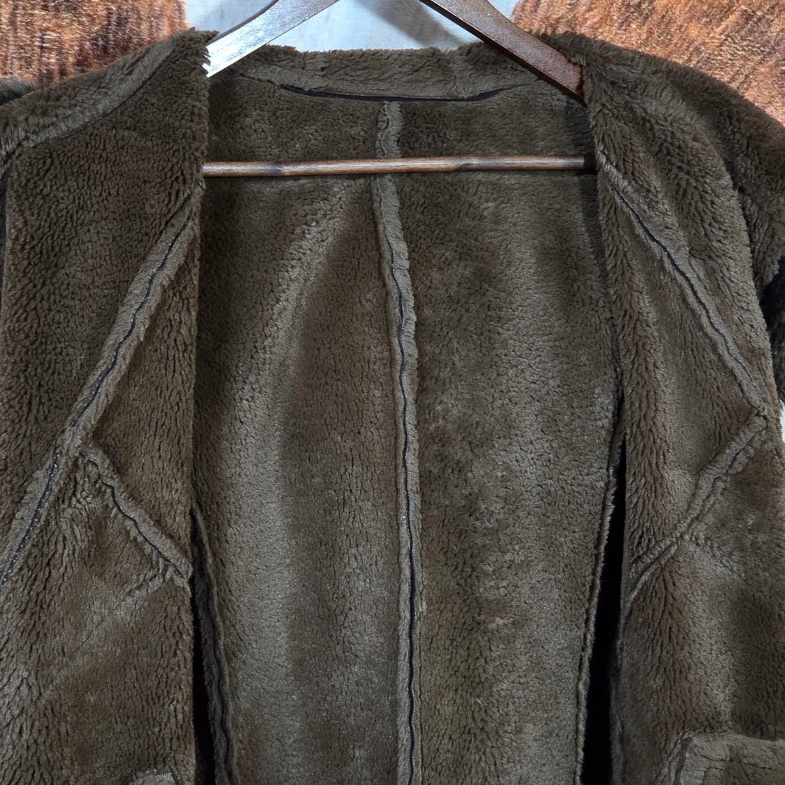 빈티지 브라운 후드 퍼 무스탕 코트 상품이미지7