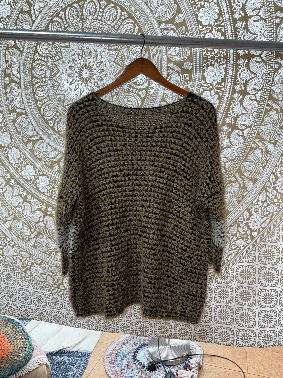 빈티지 여성 스트라이프 포켓7부 라운드 니트  상품이미지5