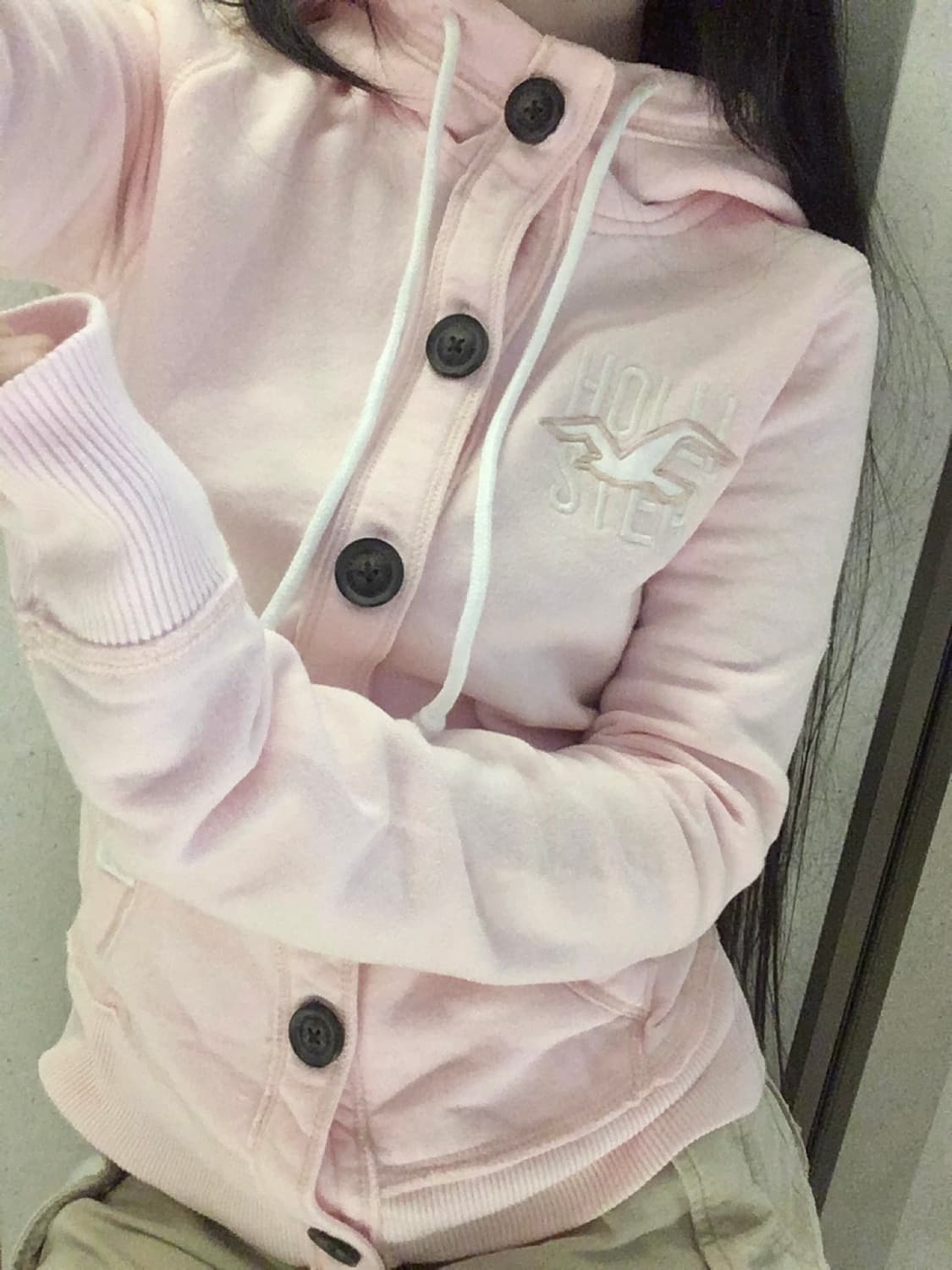 홀리스터 연핑크 버튼업 후드집업 Hollister 히메갸루 핀터레스트 상품이미지5