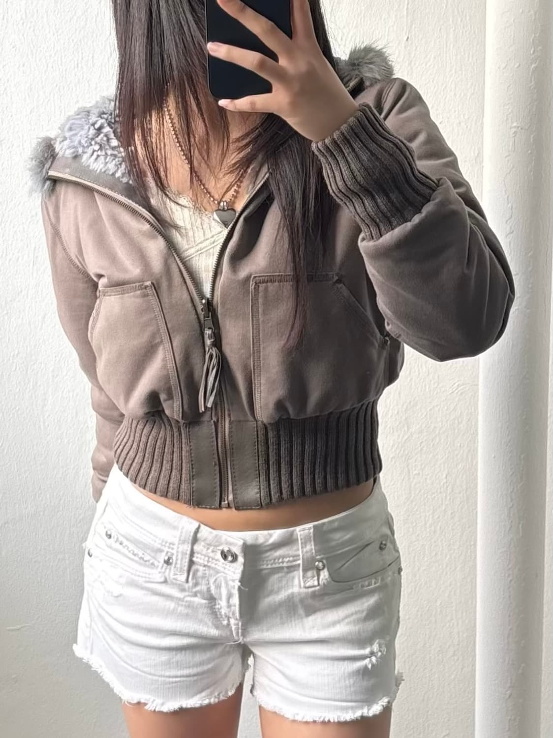 Stefanel Reversible Fur Crop Hood Zip-Up 상품이미지2