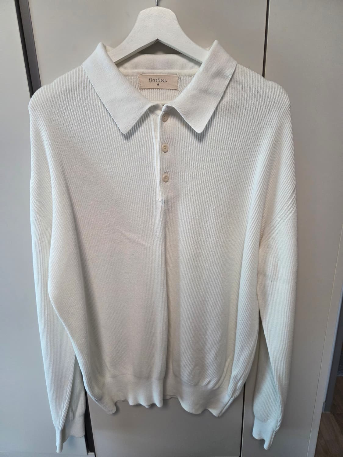퍼스트플로어 코튼 립 폴로셔츠 48 화이트 상품이미지1