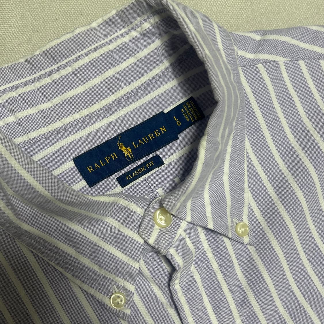 L 폴로랄프로렌 클래식핏 퍼플 스트라이프 셔츠 상품이미지8
