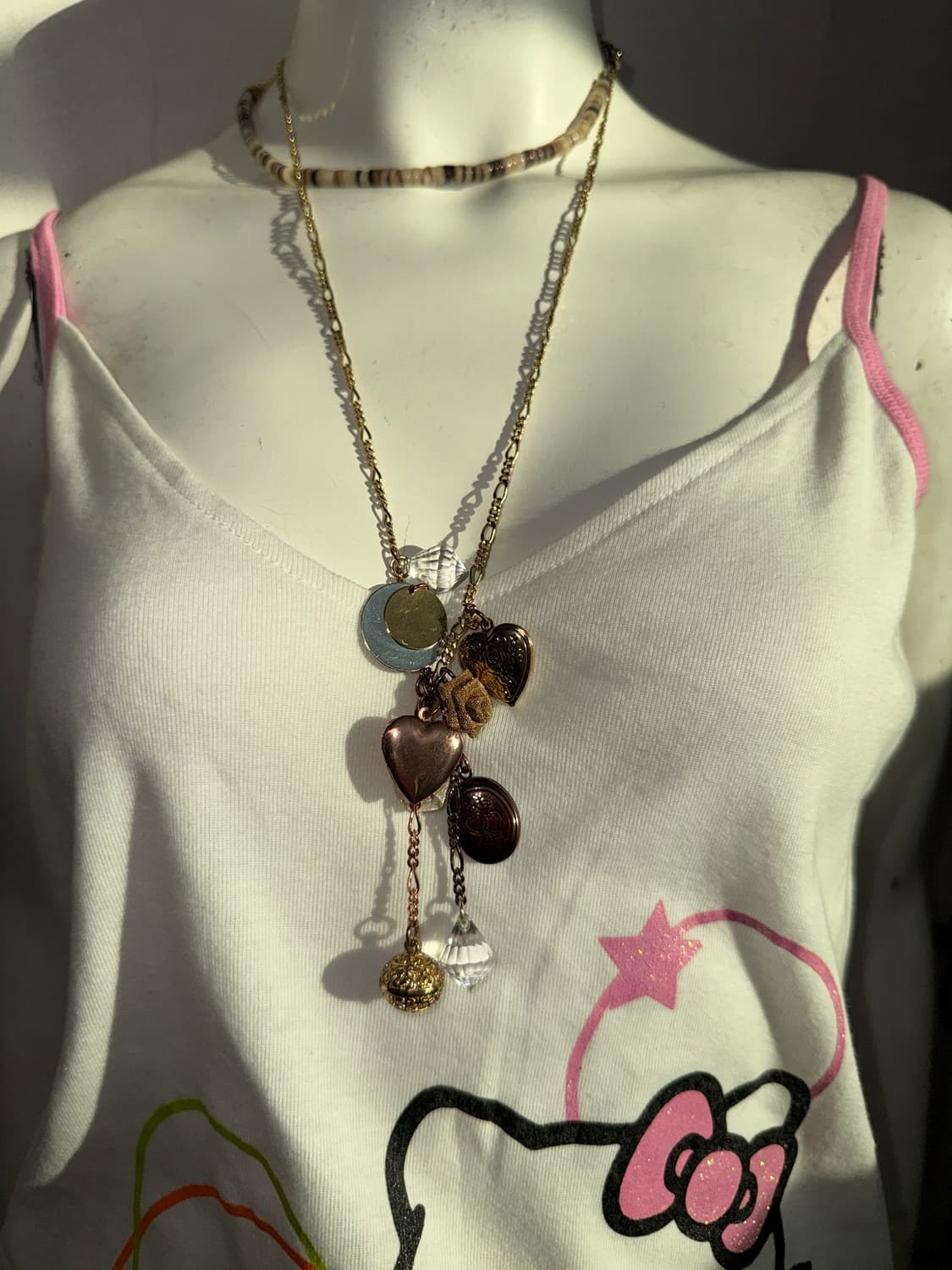 Heart rose drop chain necklace 상품이미지4