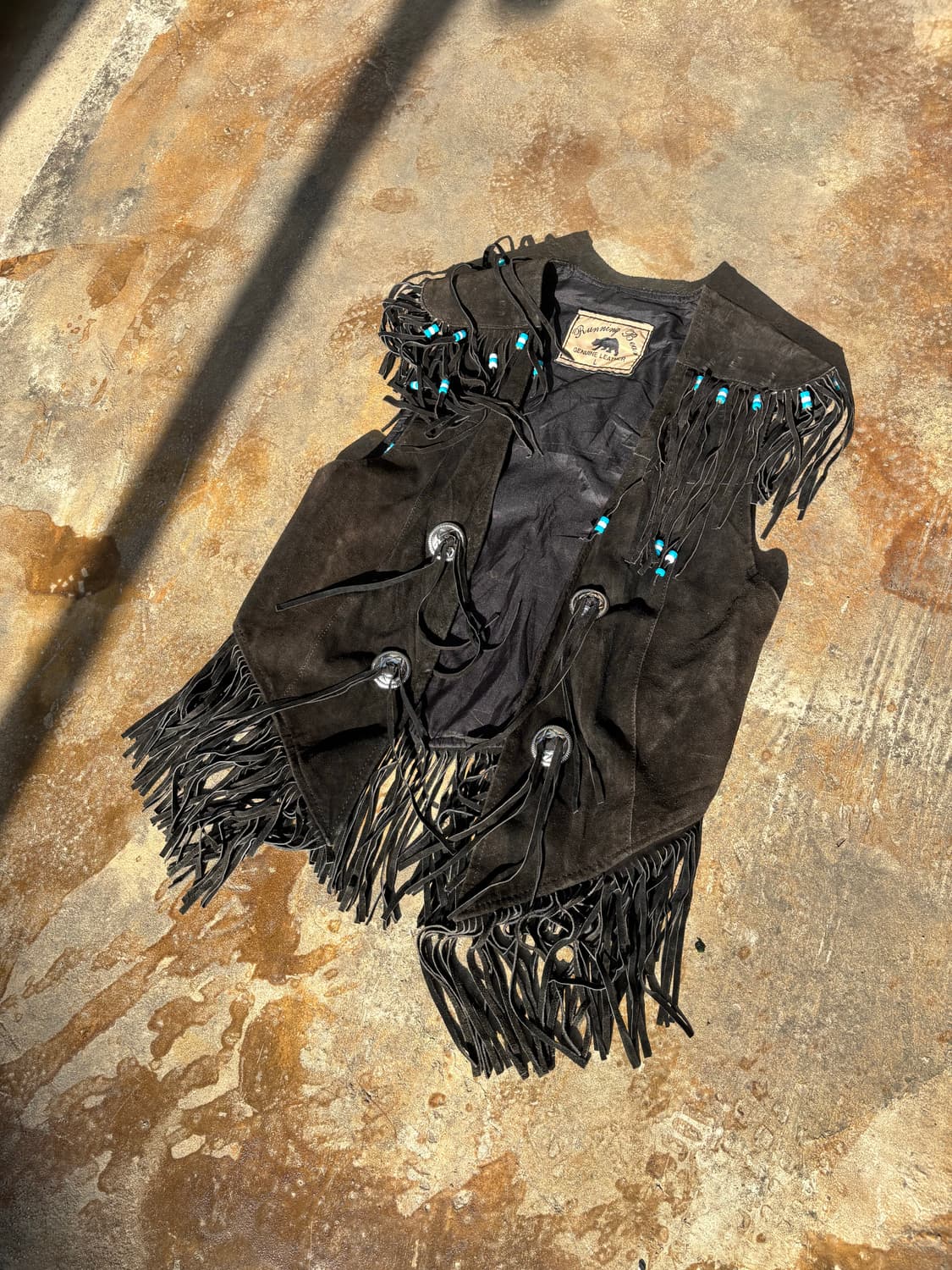 Vintage Native Style Fringe Leather Vest 상품이미지4
