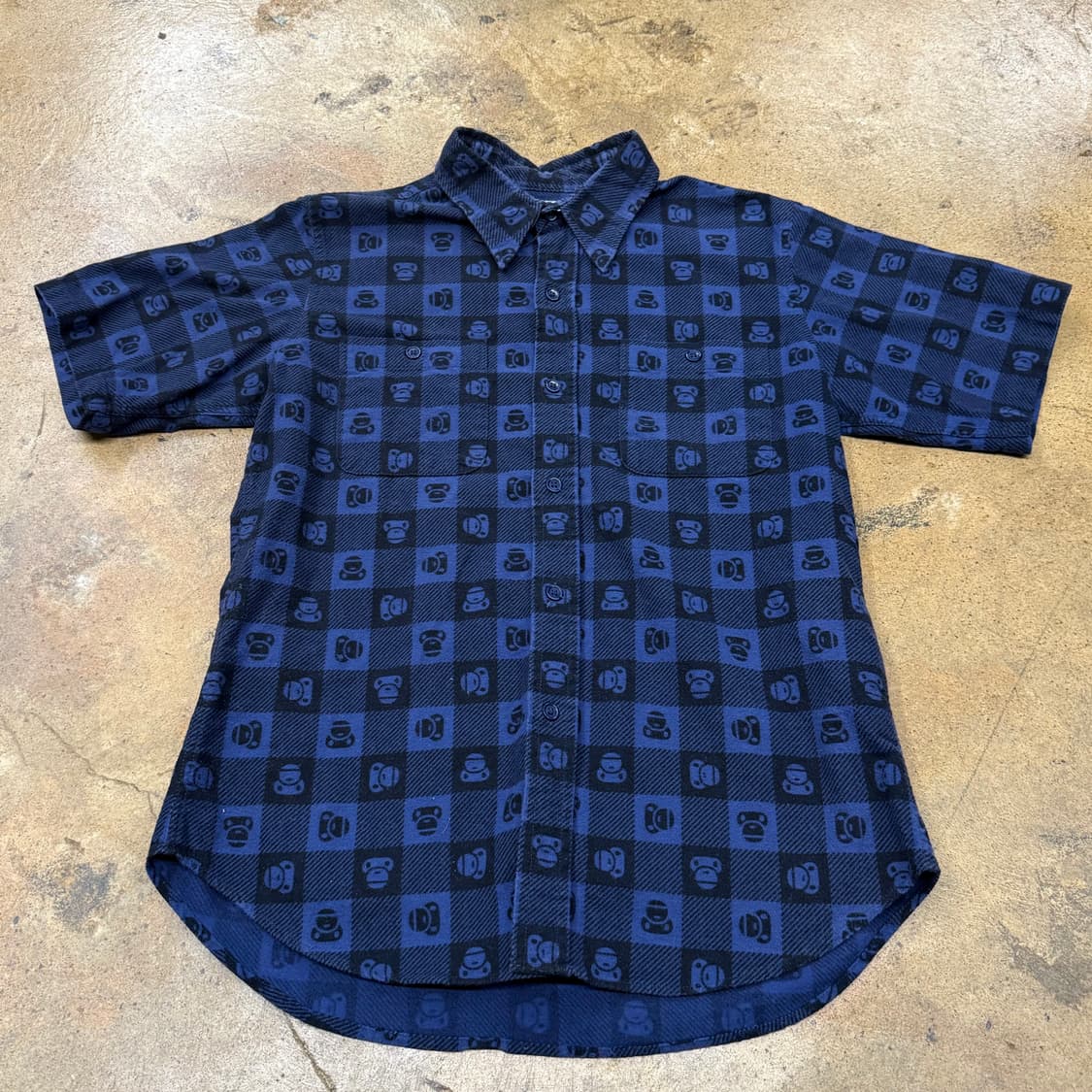 베이프 네이비 블루 반팔 셔츠  상품이미지2