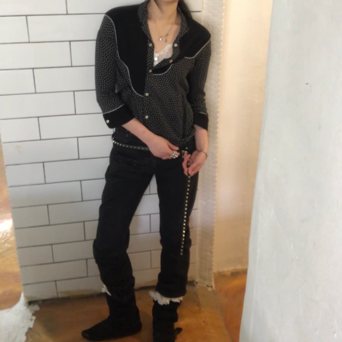 언더커버 도트 배색 웨스턴 셔츠 / 1 사이즈 상품이미지10