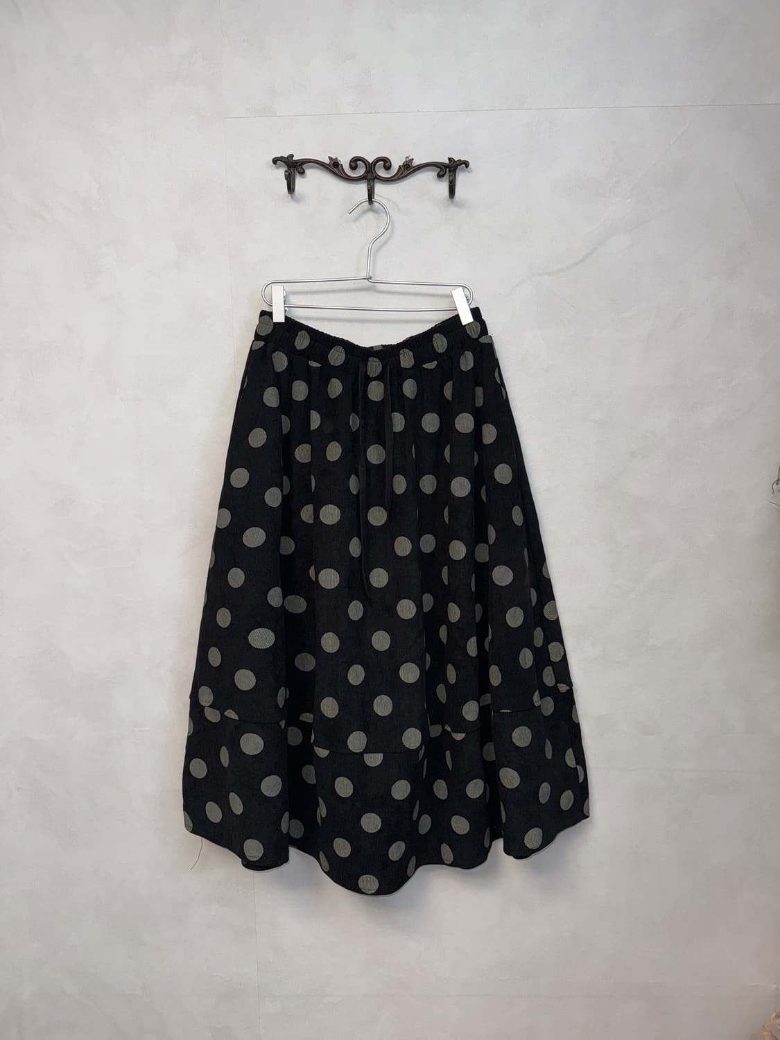 Black corduroy dot balloon skirt 상품이미지1