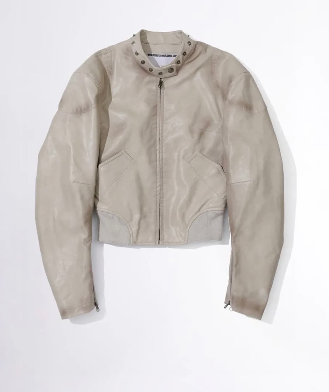 스컬프터 레더 봄버 자켓 아이보리 상품이미지3