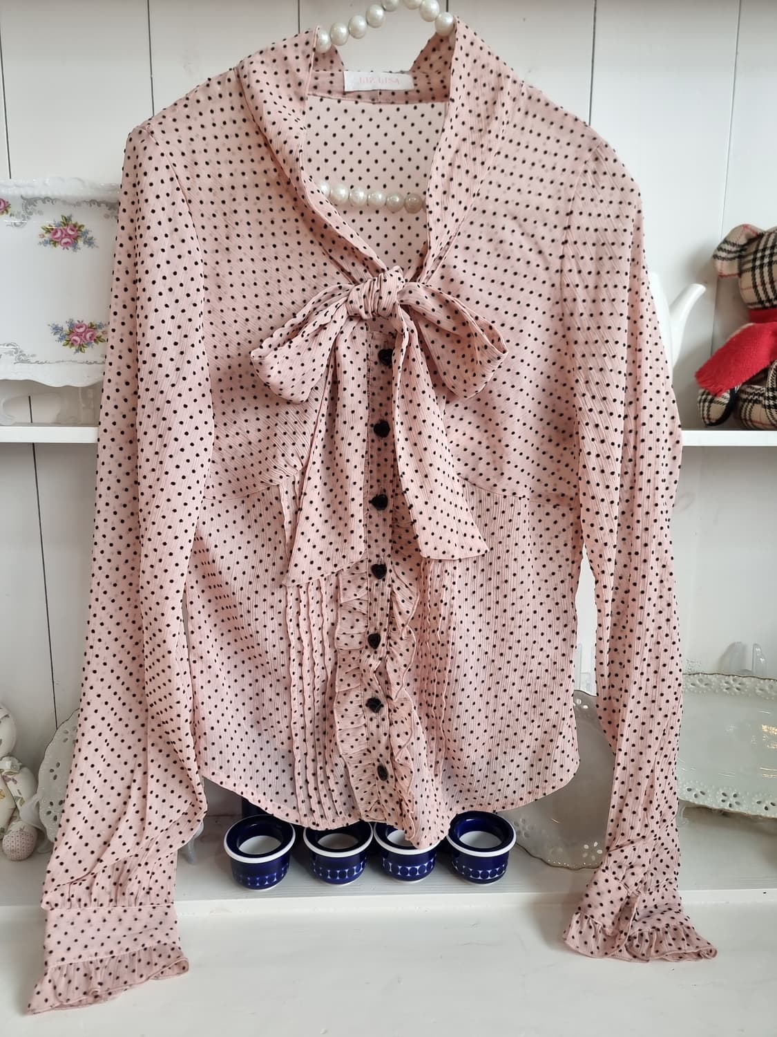 LIZ LISA 핑크 도트 리본 블라우스 상품이미지5