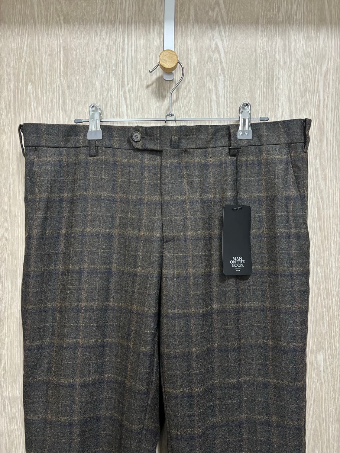 새상품)맨온더분 REDA 플란넬 체크 울팬츠50(34")/다크브라운 상품이미지2