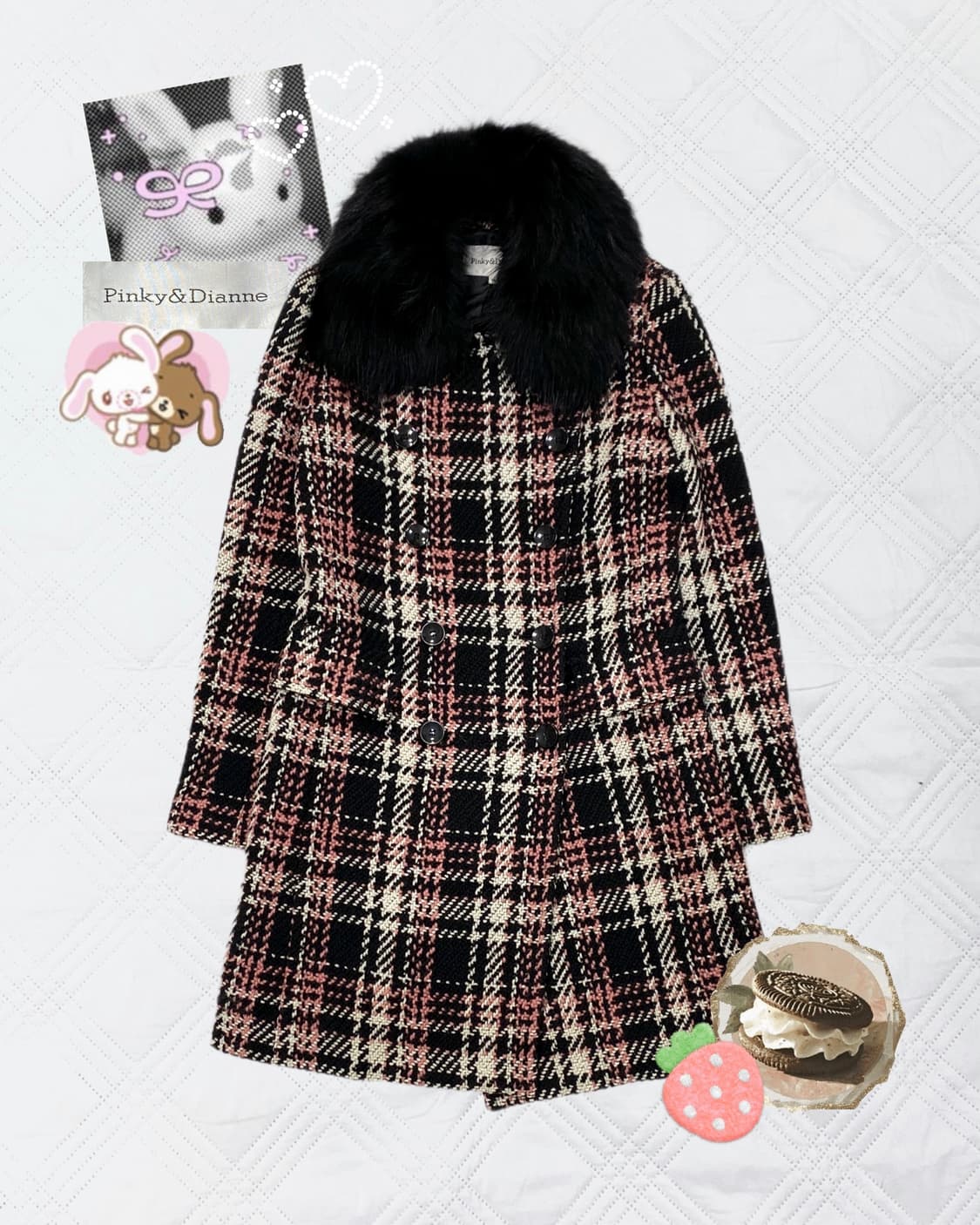 ꒰ঌ 핑키앤다이안 딸기 쿠앤크 퍼 코트 🍓🍫 ໒꒱ 상품이미지1