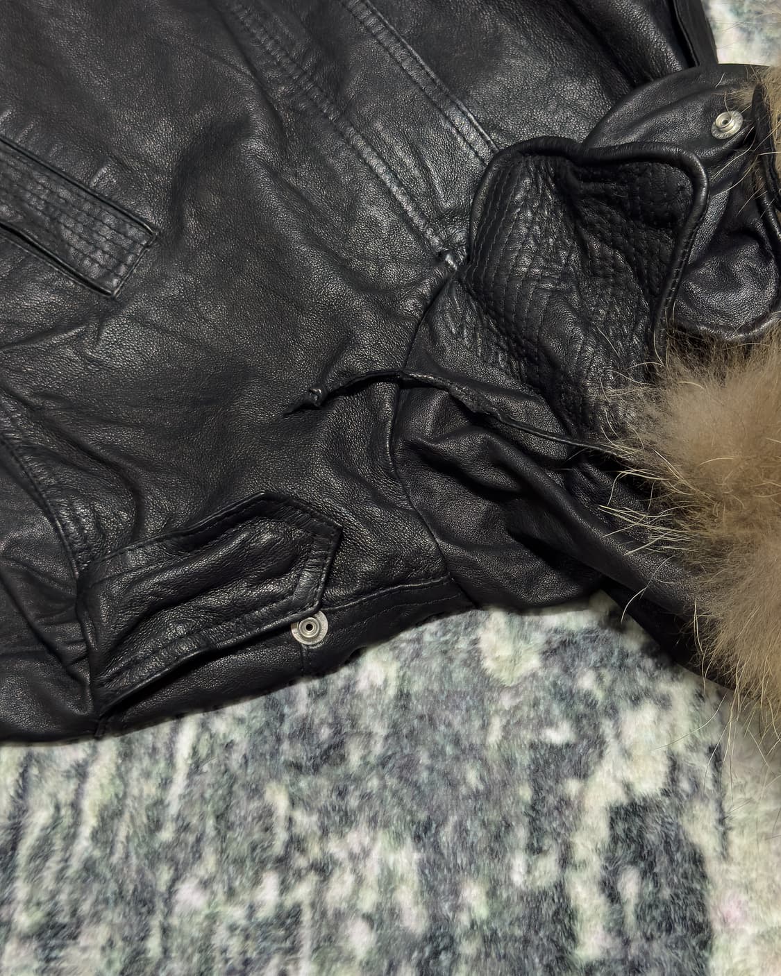 {Unknown} Pig Leather Racoon Fur Parka   상품이미지9