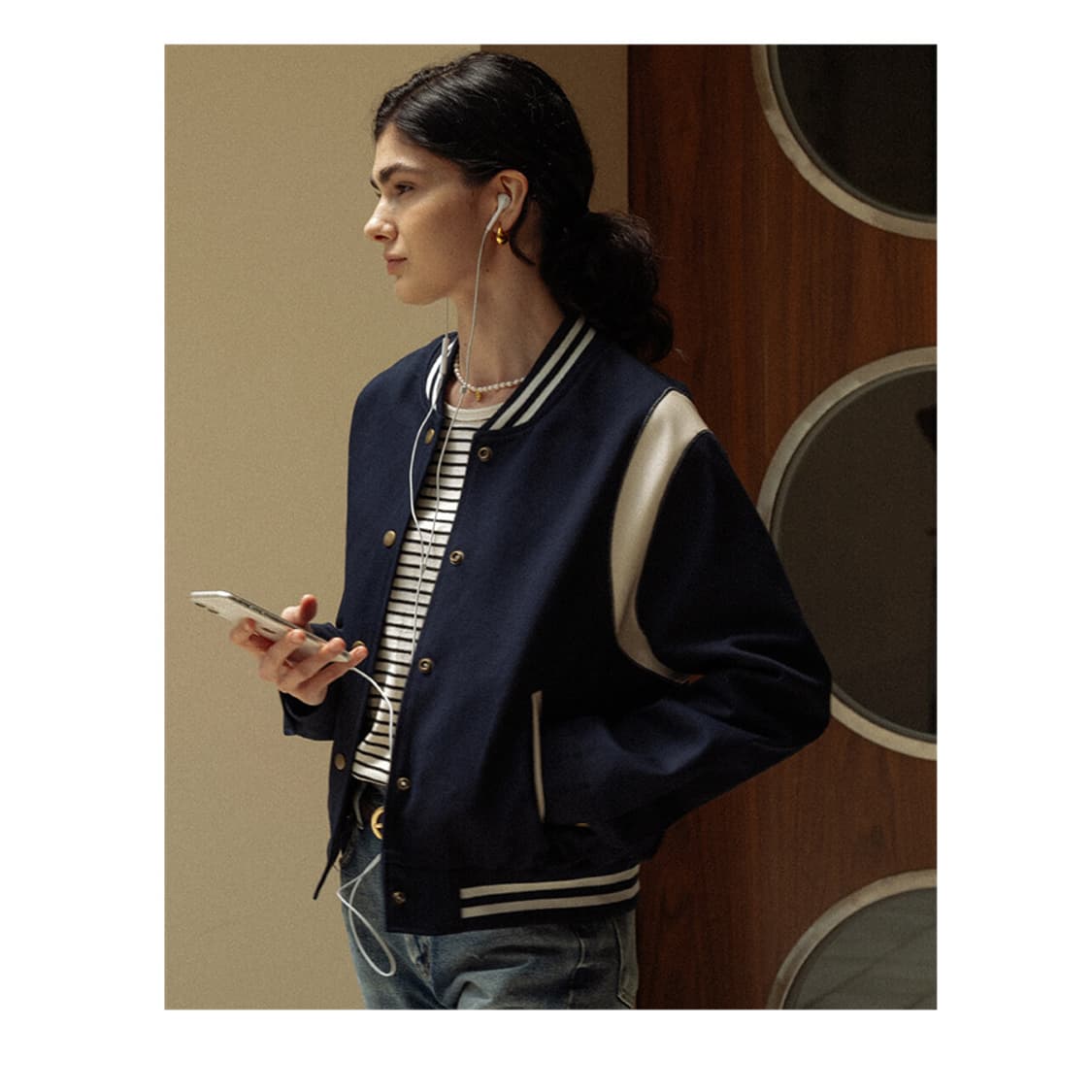 틸아이다이 베이스볼 레더 포인트 자켓 (블랙) 상품이미지3