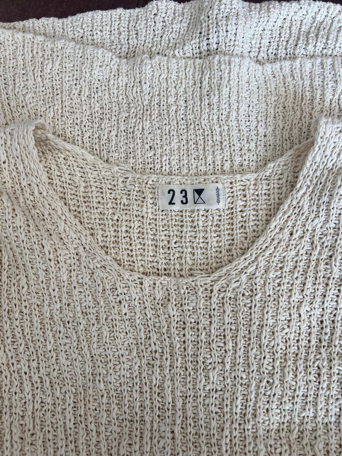 일본수입 23구 여성 크림아이보리 크로셰니트 코튼라운드니트 상품이미지4