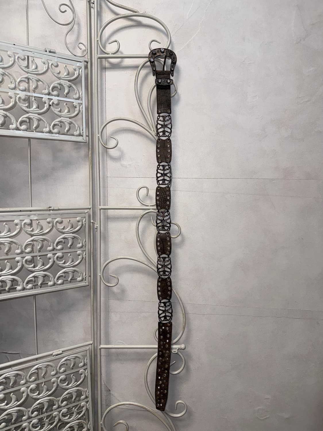 Brown python oriental punching stud belt 상품이미지3