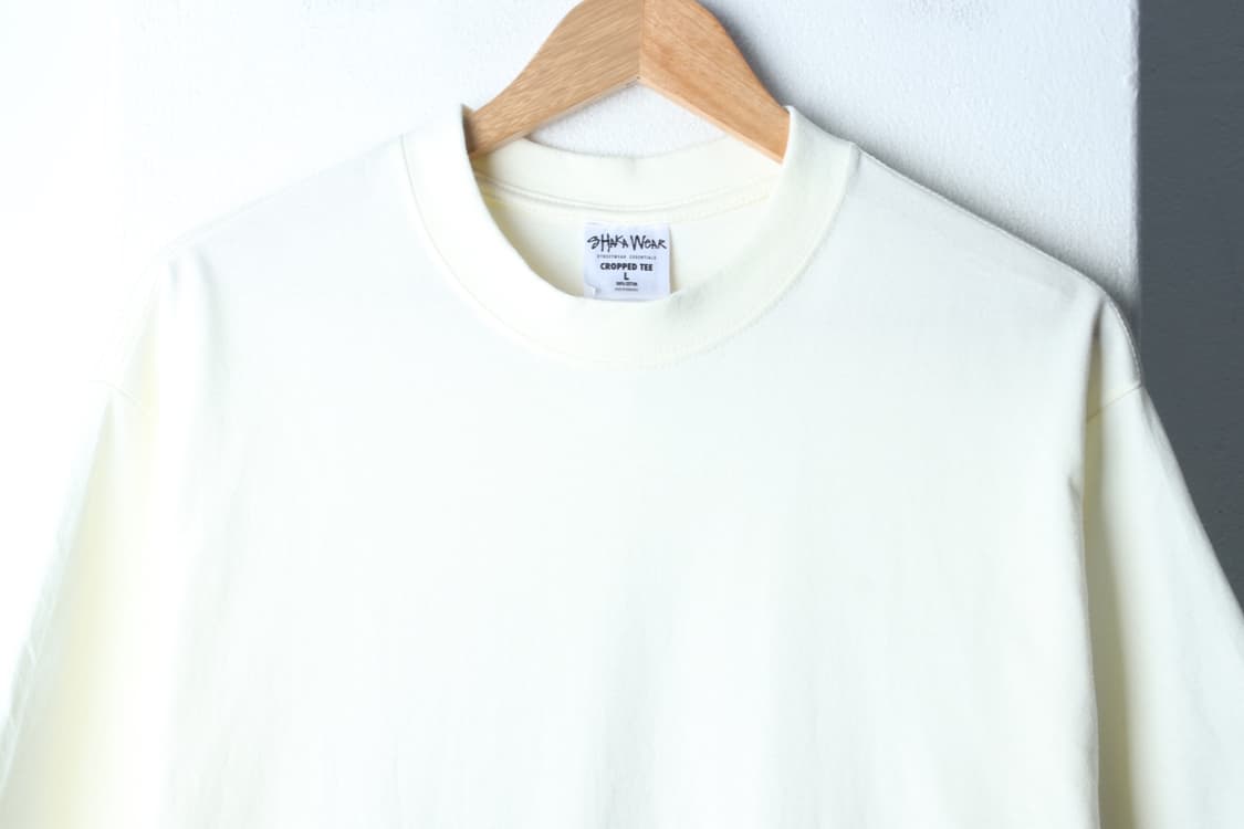 (L-XL) 샤카웨어 반팔 티셔츠 USA 아이보리 크롭 무지-7B54 상품이미지3