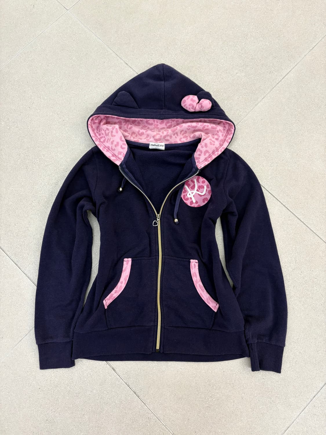 퍼플 핑크 레오파드 키티 후드집업 상품이미지2