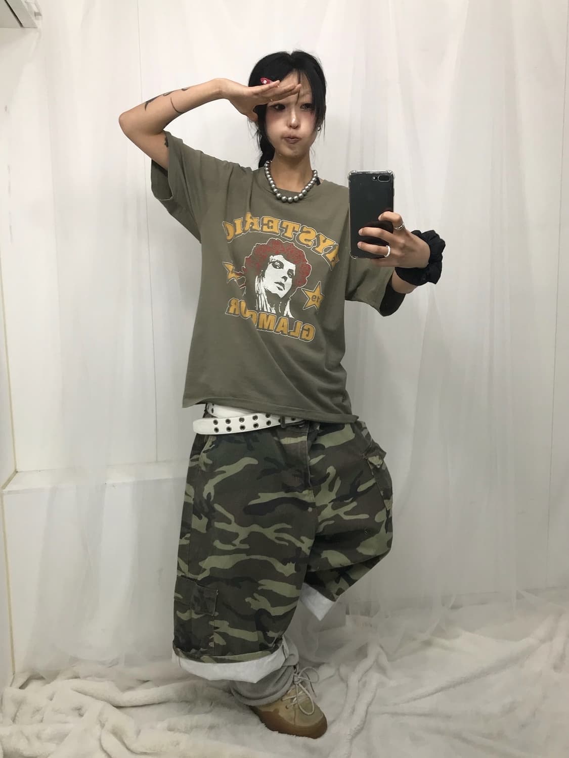 < Hysteric Glamour His Girl Khaki T-shir 상품이미지4