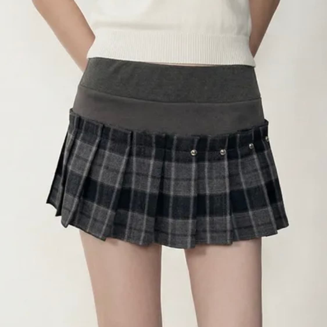 프레피 체크 플리츠 마이크로 미니 스커트 상품이미지2