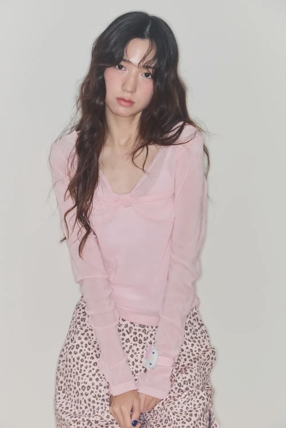 샤키리 쉐리 리본 벨벳 탑 상품이미지1