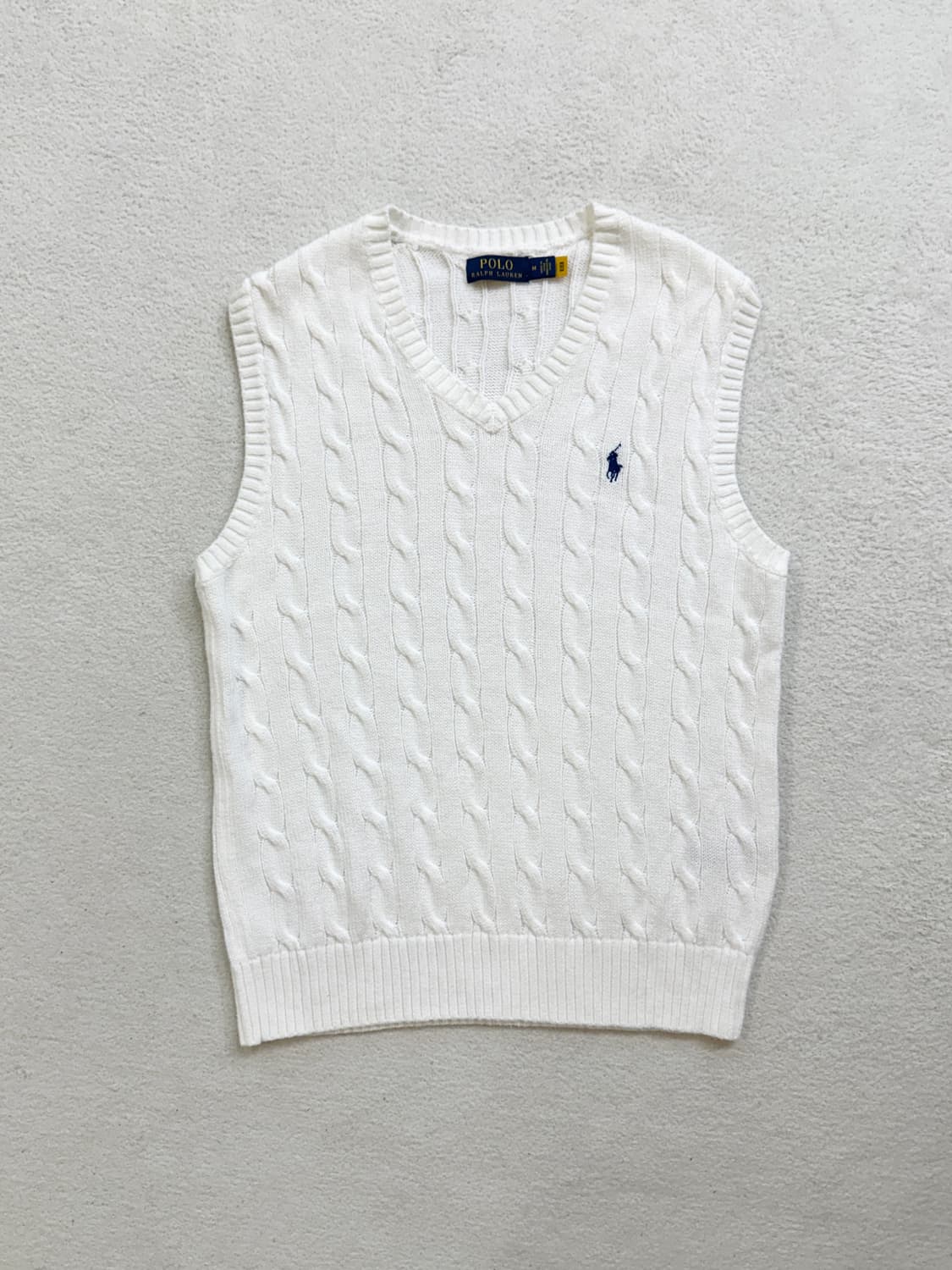 폴로 화이트 니트조끼 베스트 상품이미지1
