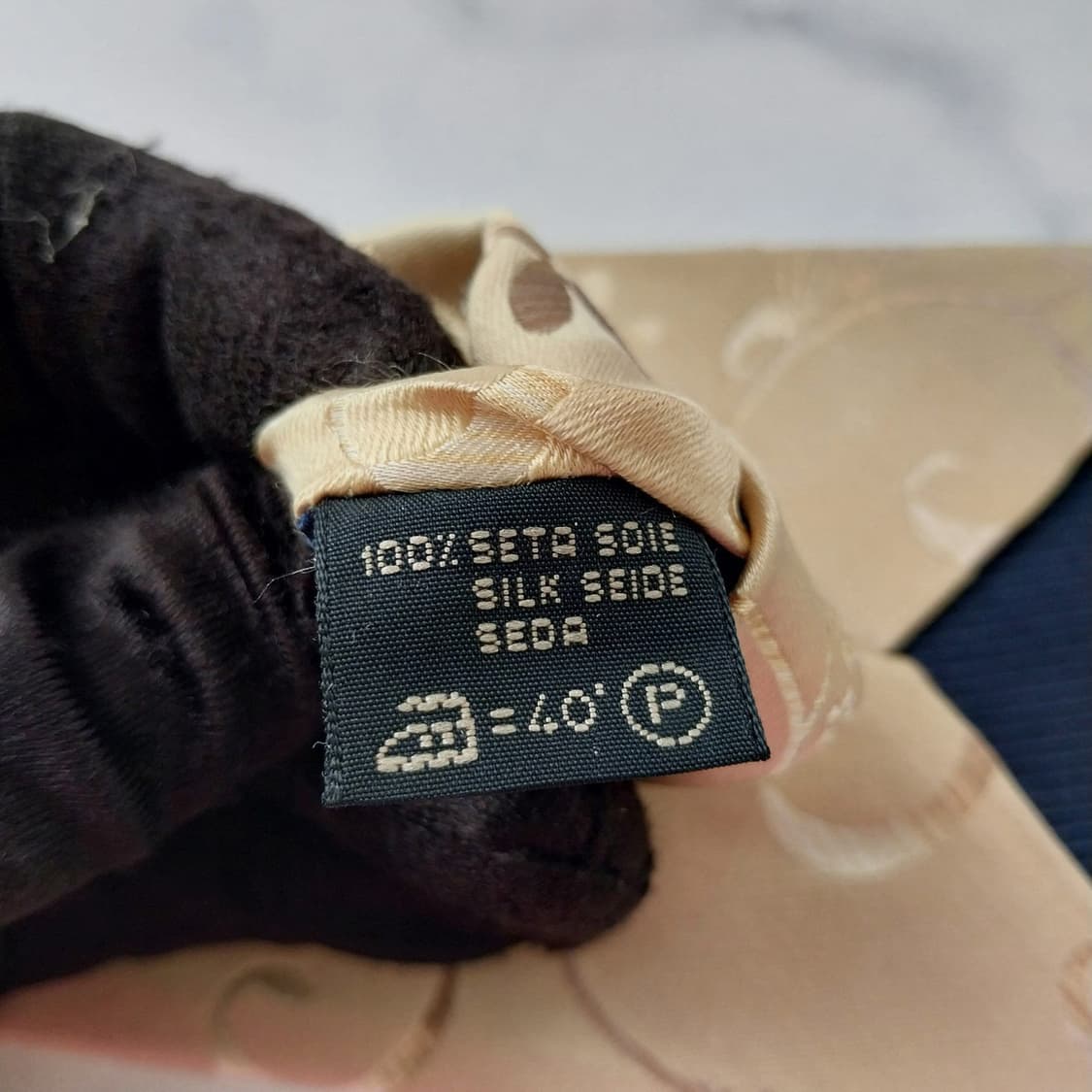 에르메네질도 제냐 골드 플라워 자수 넥타이 9.3cm A+등급 K2568 상품이미지9