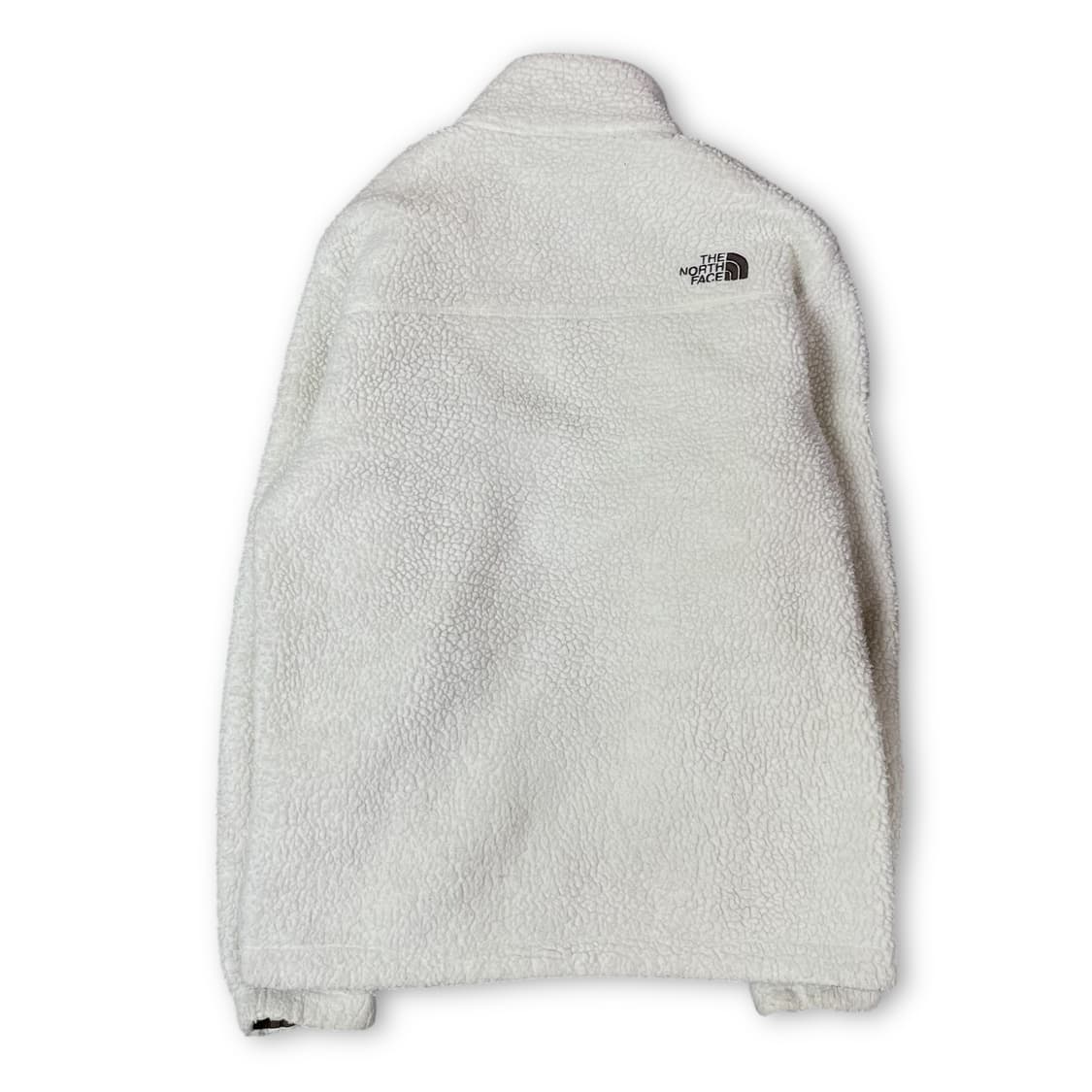 노스페이스 브라운 로고 화이트 뽀글이 플리스 자켓 M 상품이미지2