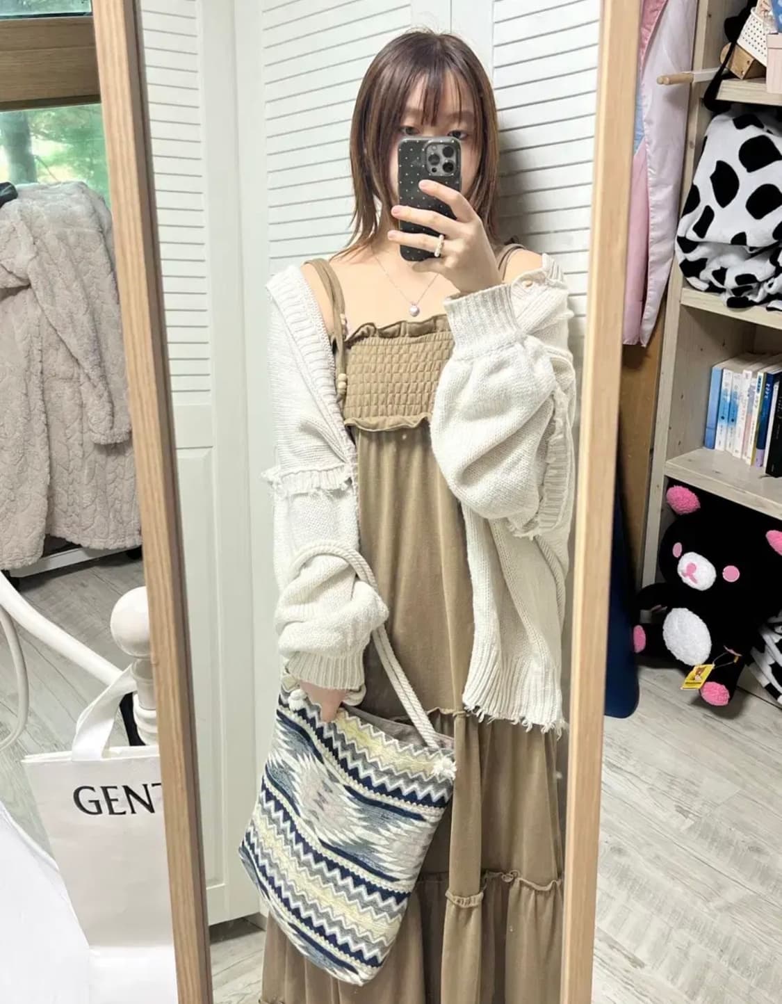 카키 롱원피스 빈티지 모리걸 상품이미지2