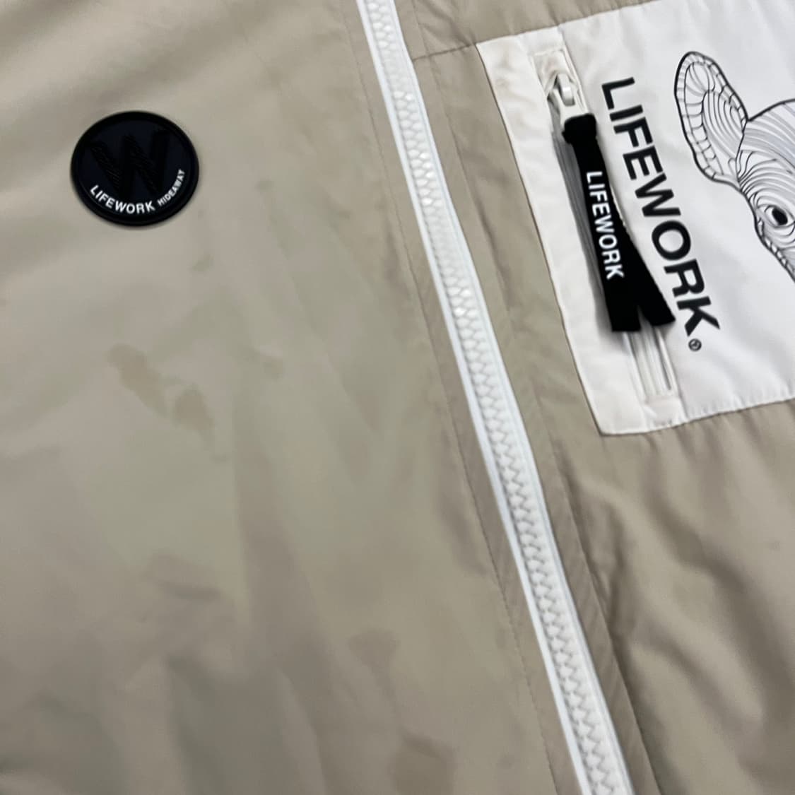 [정품/M] 라이프워크 강아지  바람막이 베이지 카모 양면 b19 상품이미지4