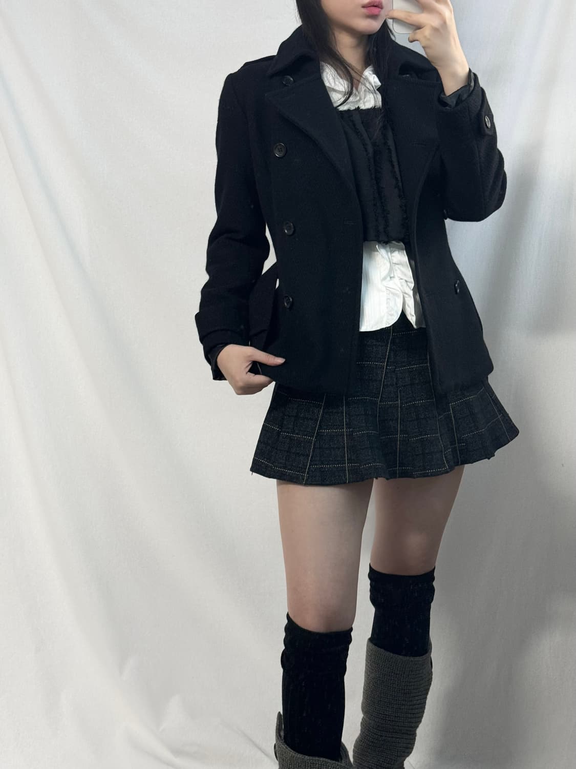 울/앙고라 벨티드 더블 버튼 코트 상품이미지9